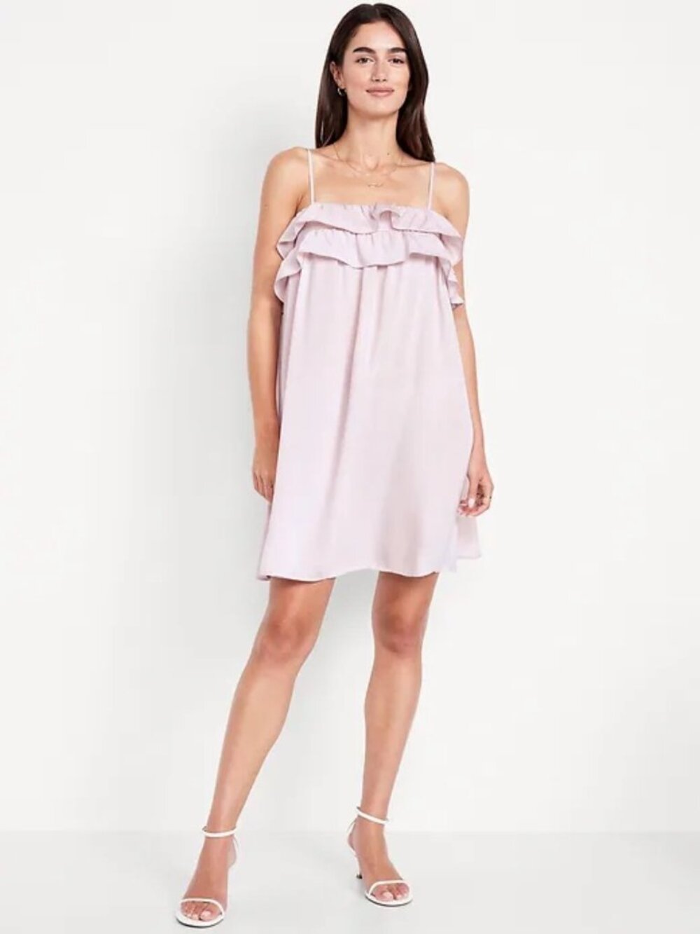 Ruffle-Trim Satin Mini Dress, lilac from Old Navy